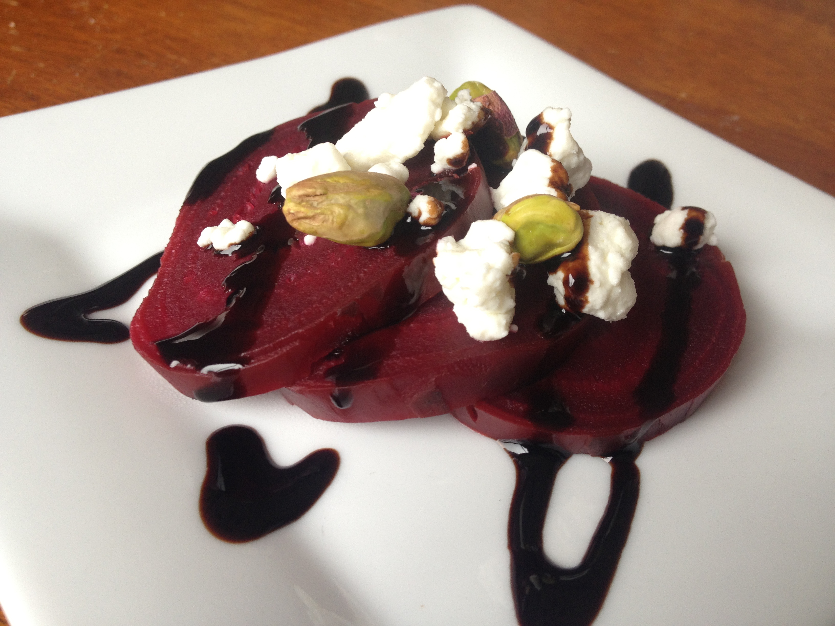 Balsamic Glazed Beets With Goat Cheese and Pistachios