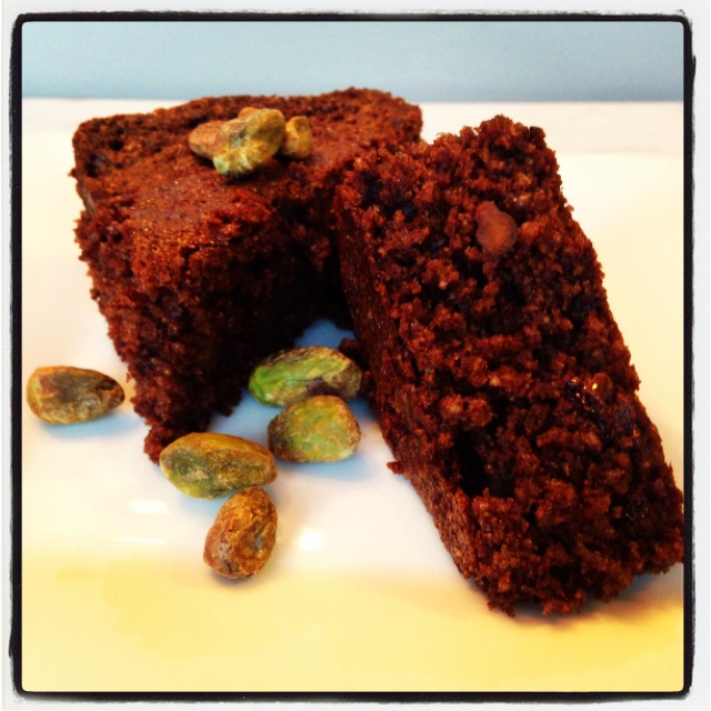 Whole Wheat Brownies with Chia Seeds and Pistachios