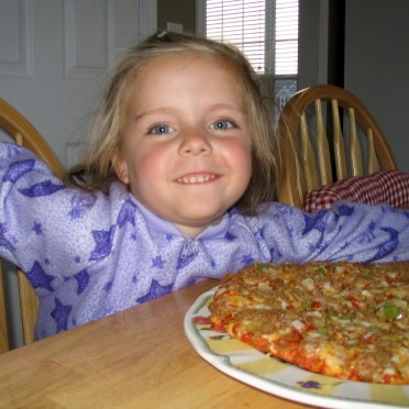 15 - Haven is excited about her pizza