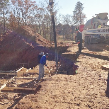 Pouring the concrete footings - 01