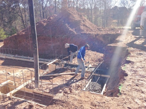 Pouring the concrete footings - 02