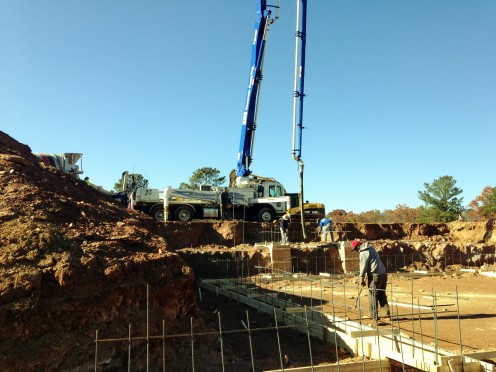 Pouring the concrete footings - 03