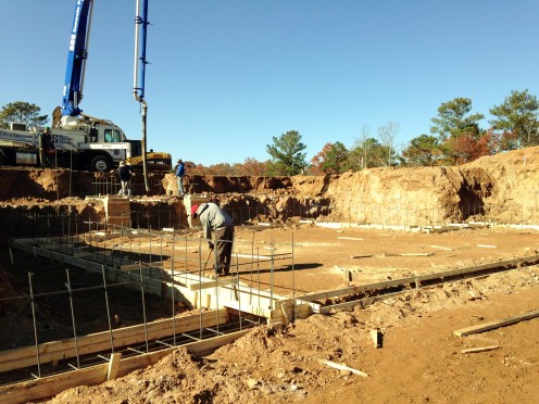 Pouring the concrete footings - 04
