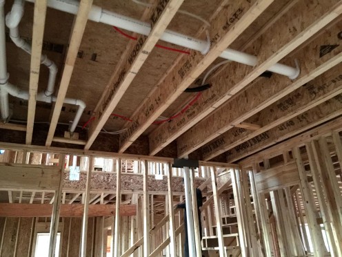 Plumbing above the guest room