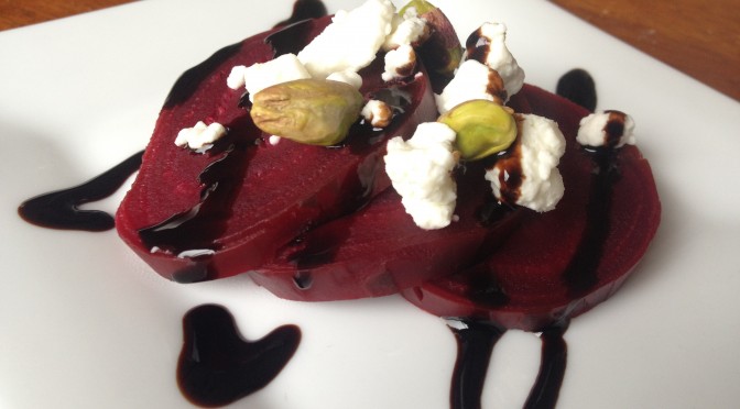 Balsamic Glazed Beets With Goat Cheese and Pistachios