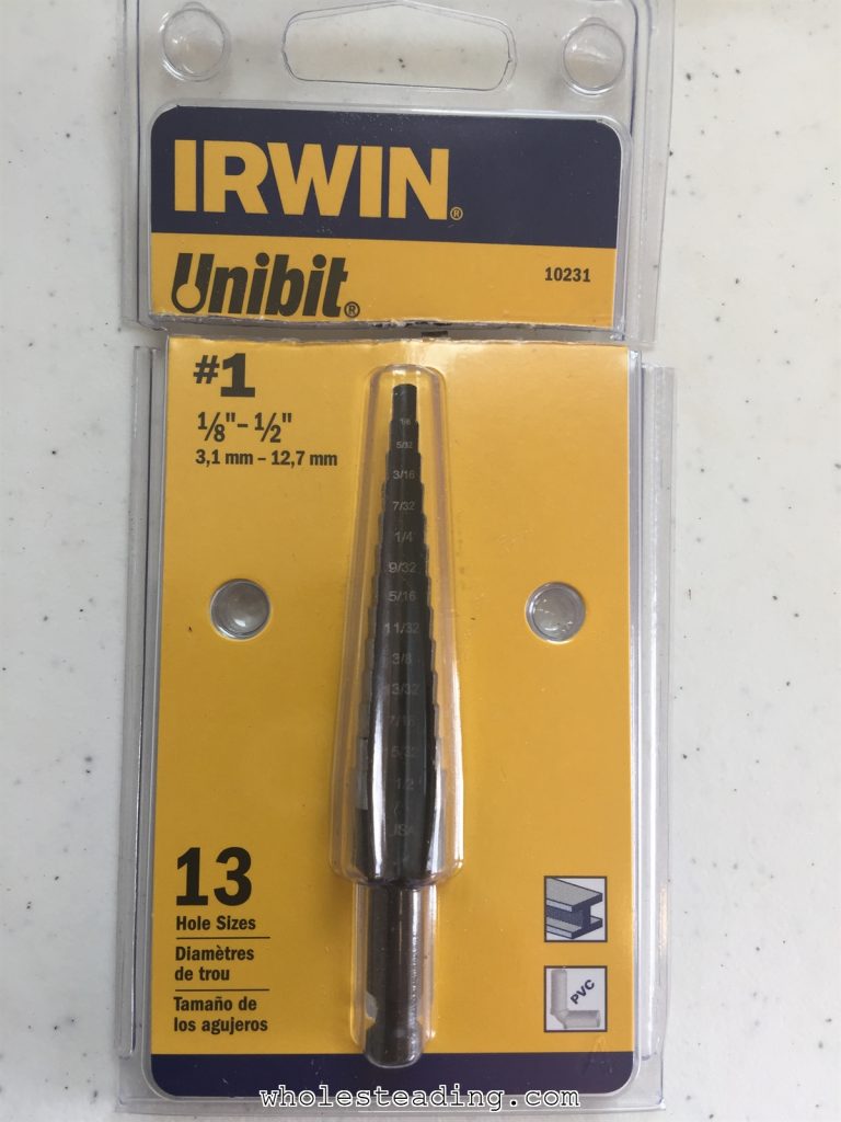 It was much easier to use the tap by first drilling a small hole using this Unibit. Click the picture to be taken to the Amazon page for this bit.