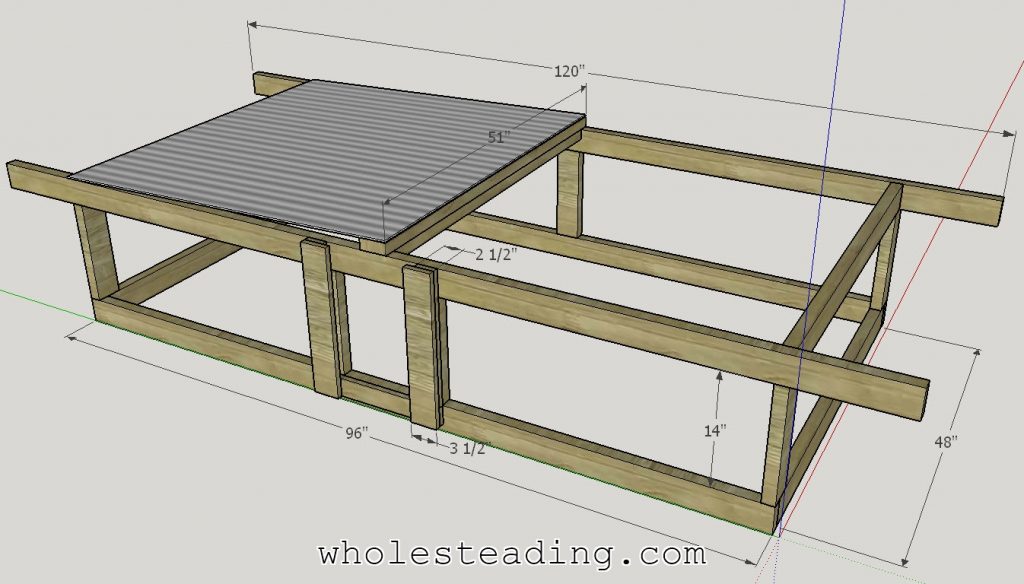 Sketchup drawing of our Chicken Tractor design